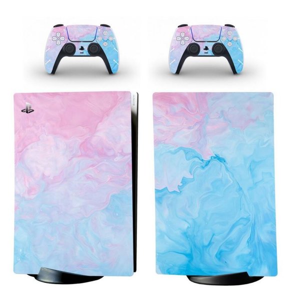 Pink/Blue Water Colors PS5 Console Skin with 2 PS5 Controller Skins